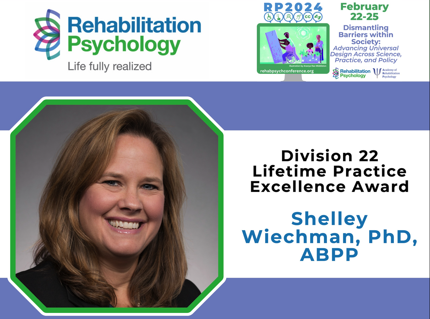 Division 22 Lifetime Practice Excellence Award Shelley Wiechman, PhD, ABPP