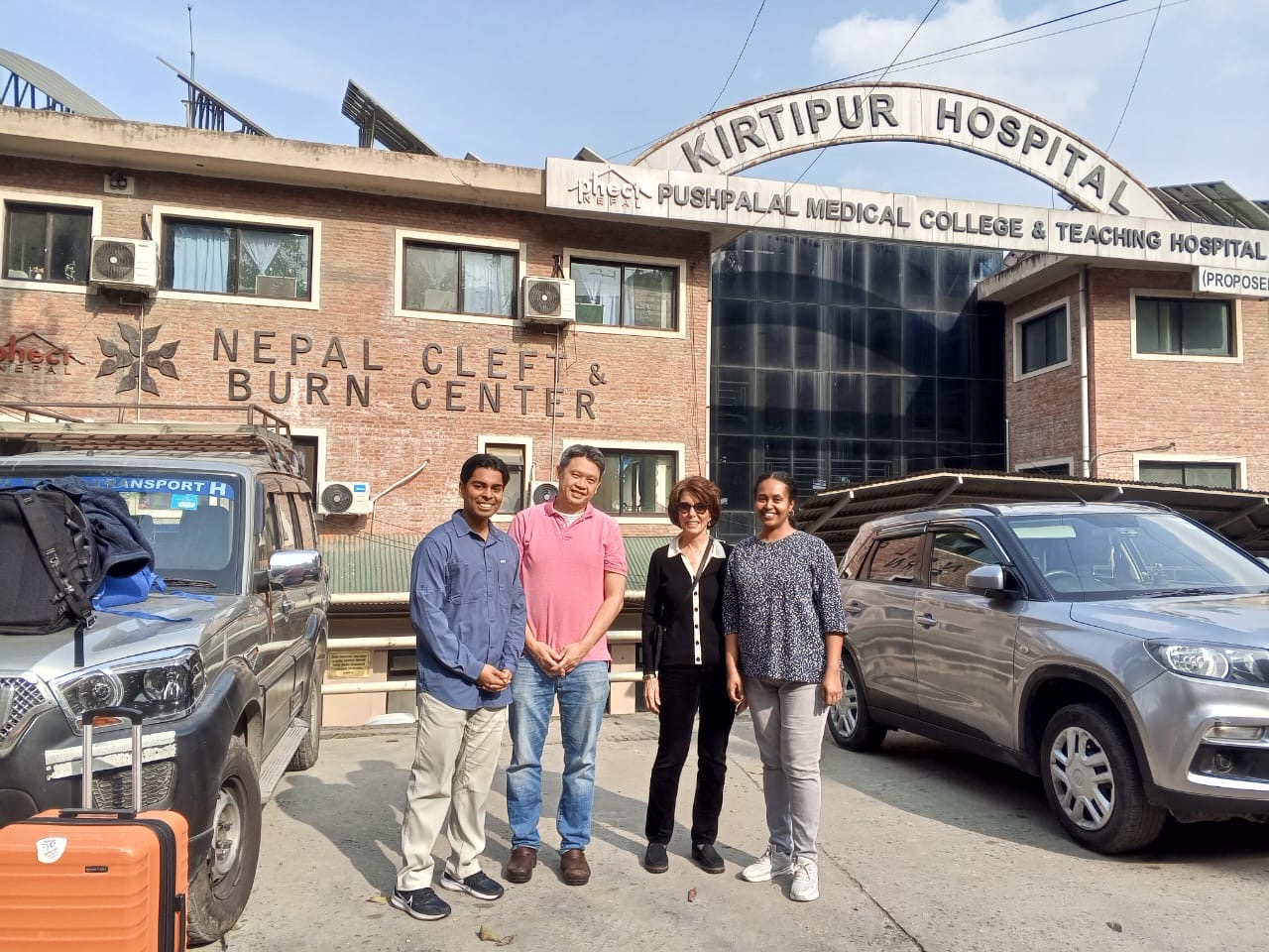 Volunteers in front of Kirtipur Hospital