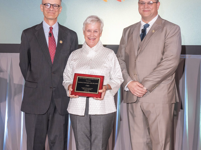 Gretchen Carrougher MN, RN, CBRN receiving the ABA Nursing Leadership Award, 2026